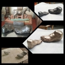 voetjes van klei in brons spuiten - metalizers